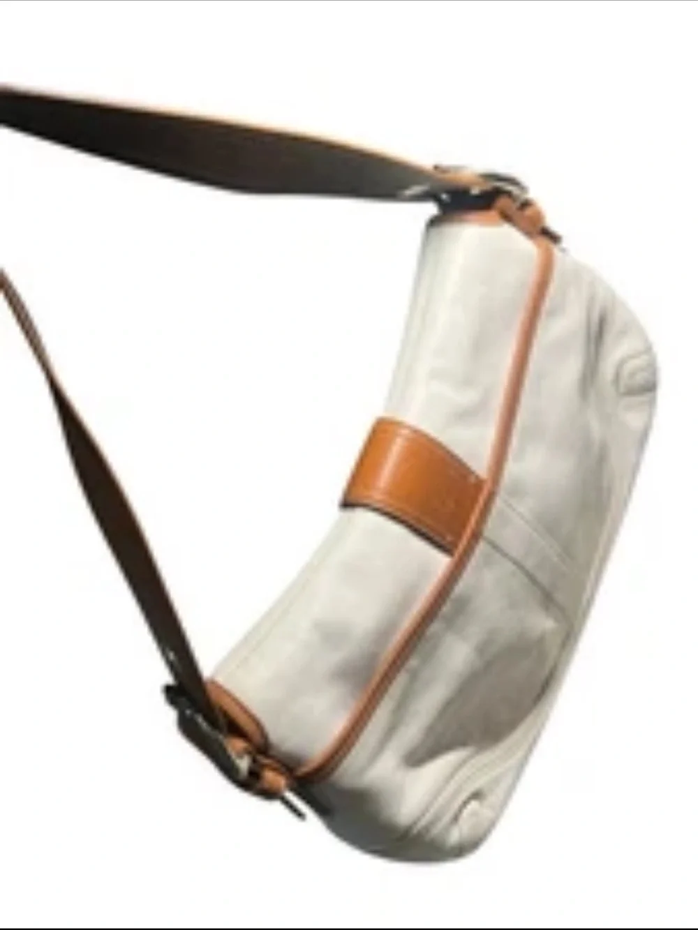 VTG Coach Soho cream leather hobo  shoulder bag silver detail